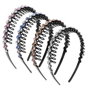 Rhinestone Headbands with Teeth Non Slip Tooth Comb Headband Sparkly Crystal Pla